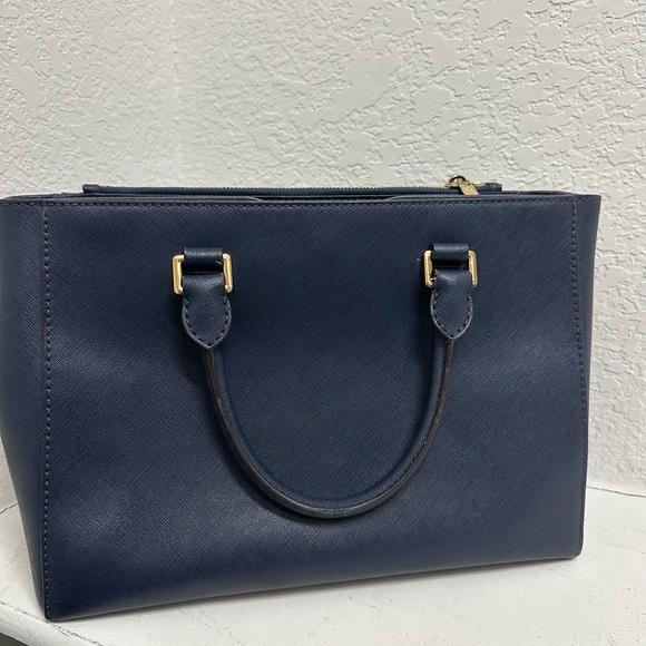 Michael Kors Navy Blue Savannah Saffiano Leather Satchel with dust bag - Picture 10 of 12
